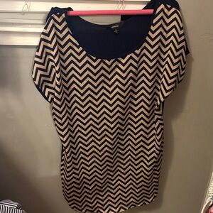Elegant Chevron Navy and Cream Blouse